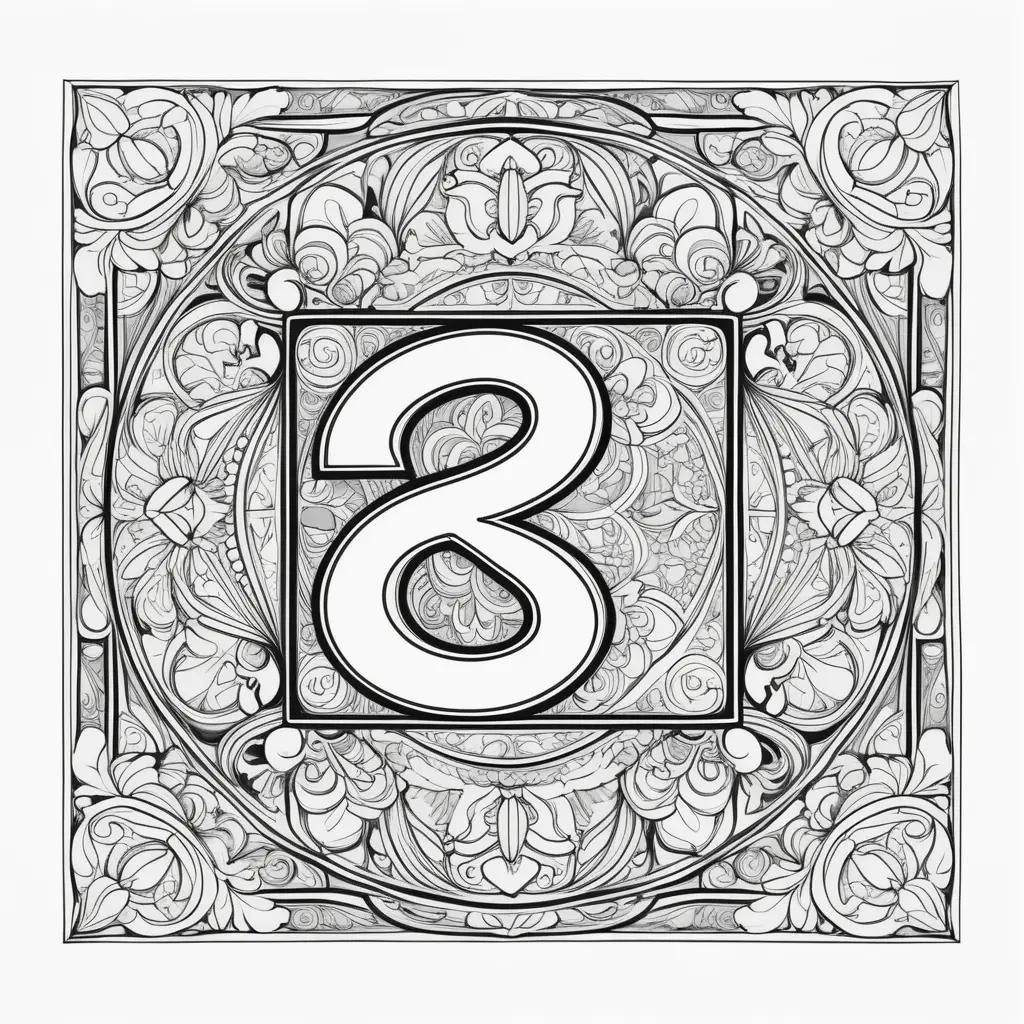 Black and white drawing of a number block coloring page