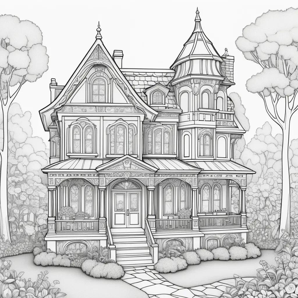 Black and white drawing of dollhouse