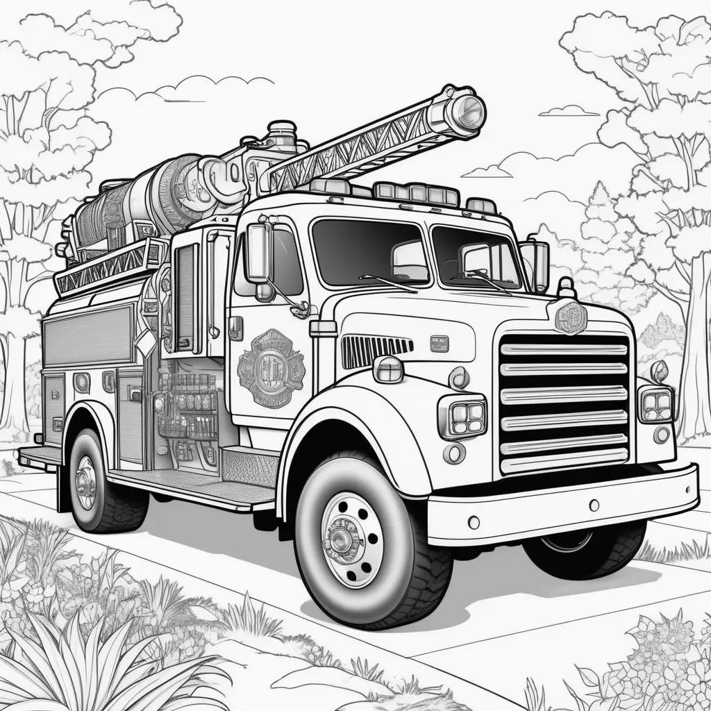 8 бесплатных прозрачных PNG изображений fire truck coloring pages для  скачивания, страница 1