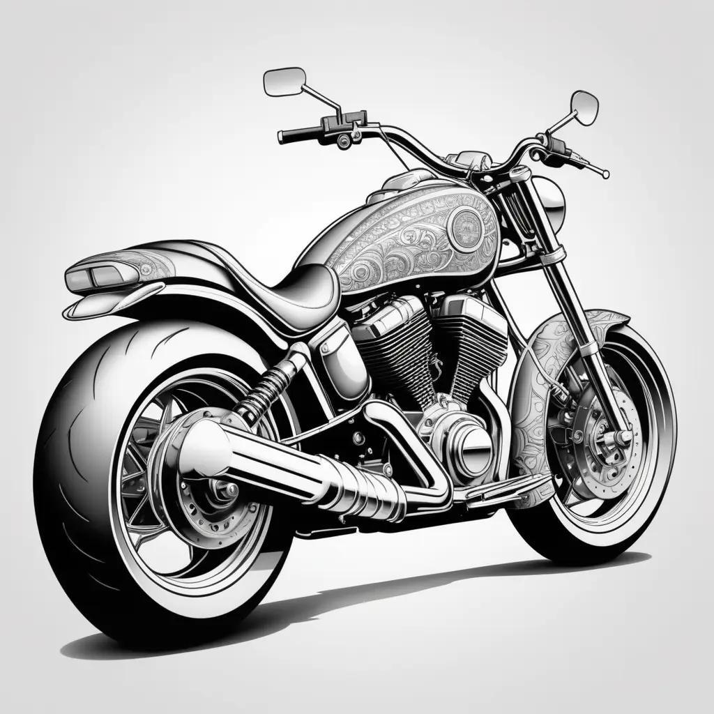 図面の中のオートバイの白黒図面
