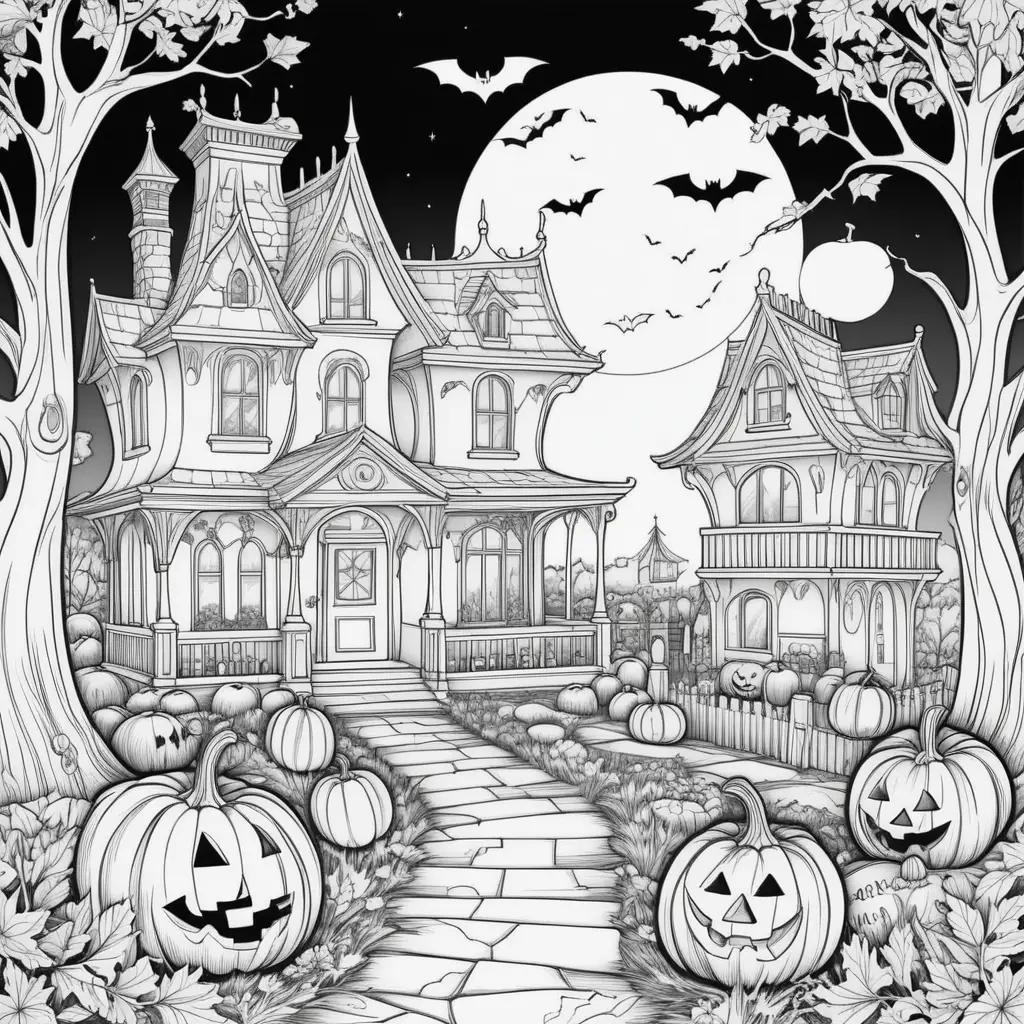 Black and white easy Halloween coloring pages