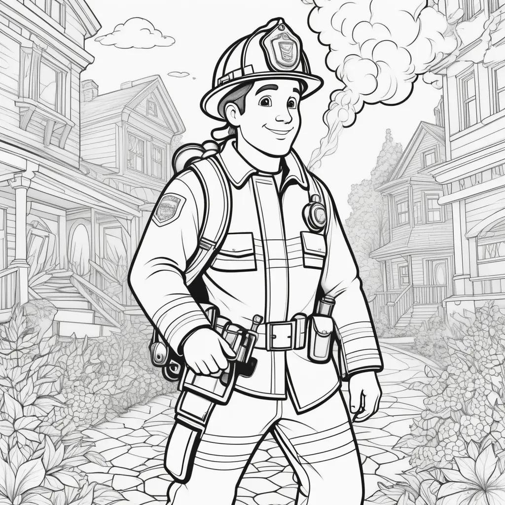 Black and white fireman coloring pages