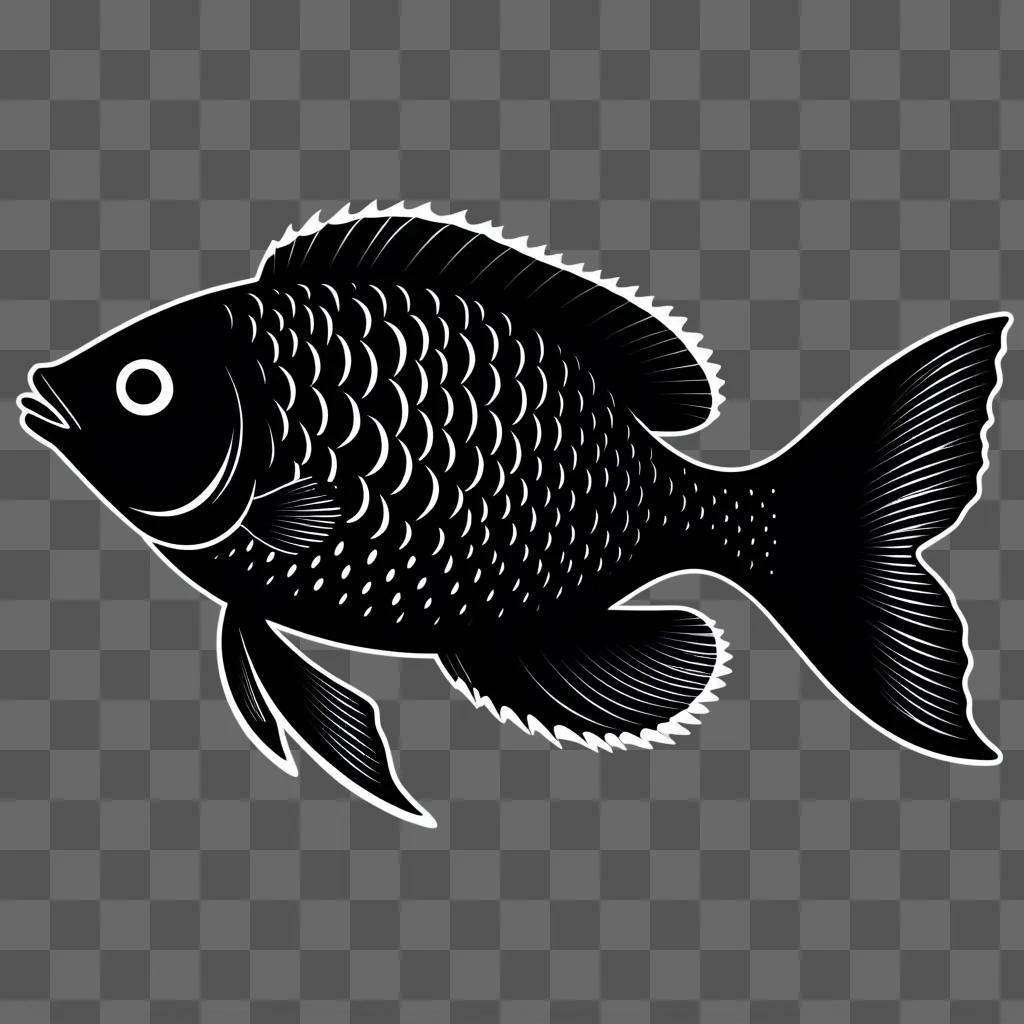 Black and white fish clipart design