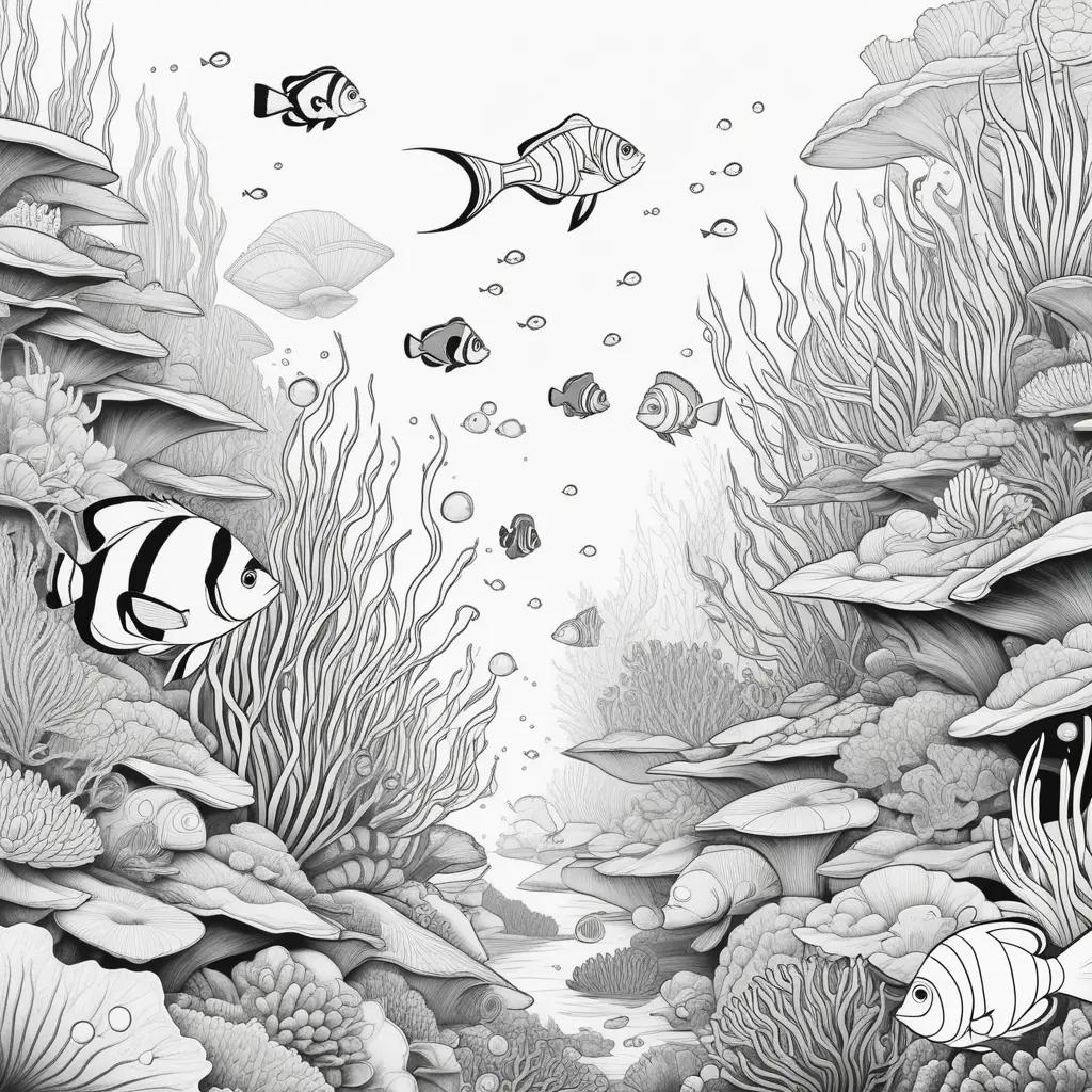 Black and white fish coloring page of finding nemo