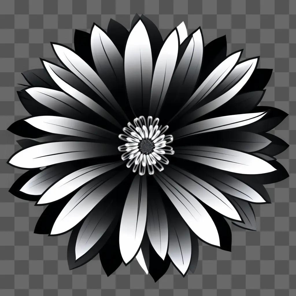 Black and white floral clipart design