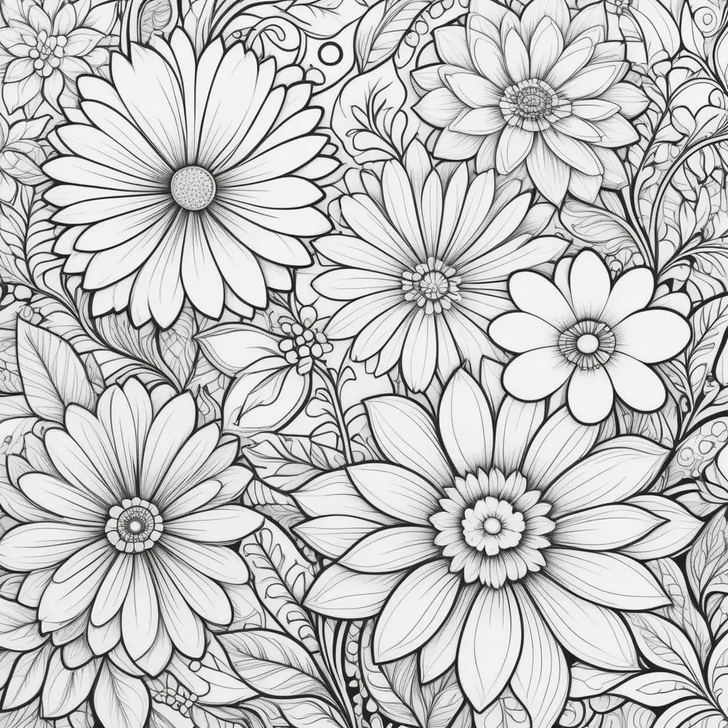 Black and white floral coloring pages