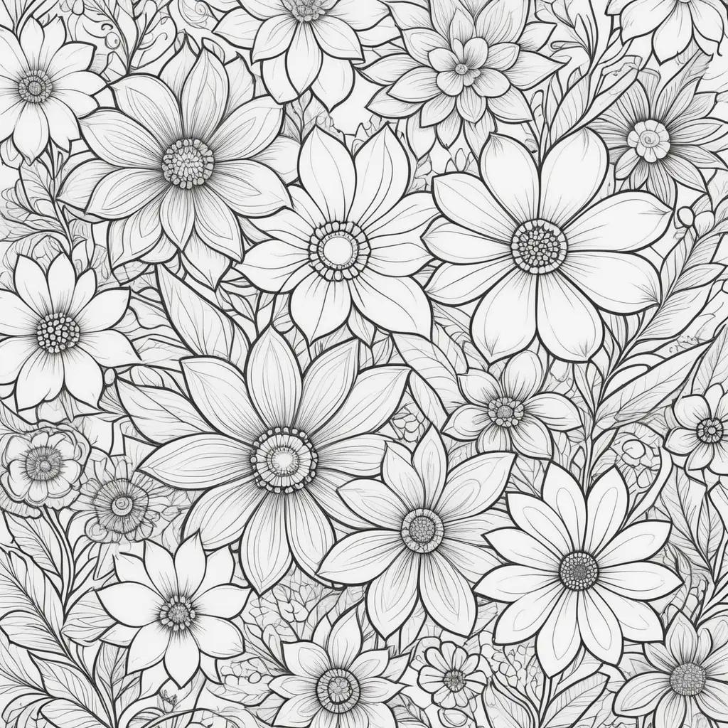 Black and white flower coloring pages