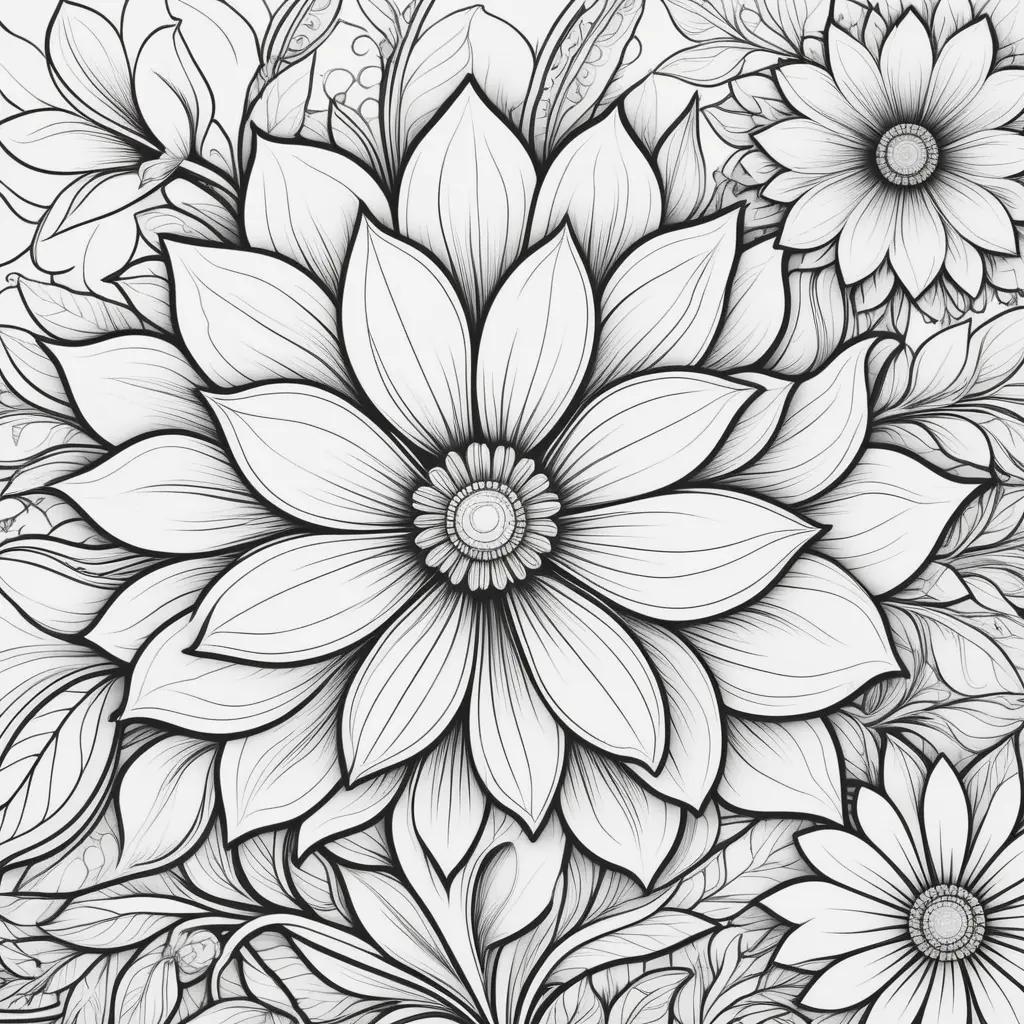 Black and white flower coloring pages for adults