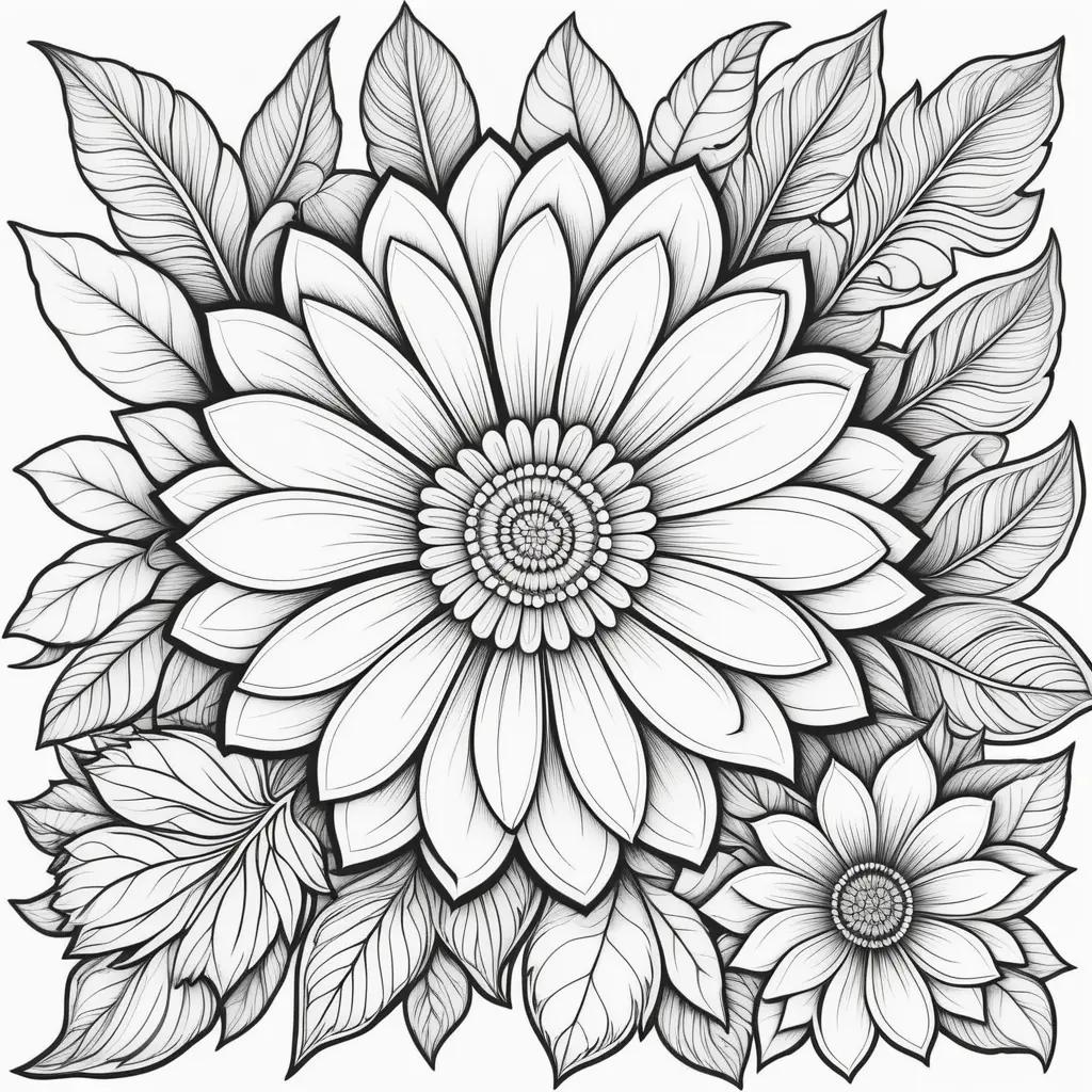 Black and white flower coloring pages for adults