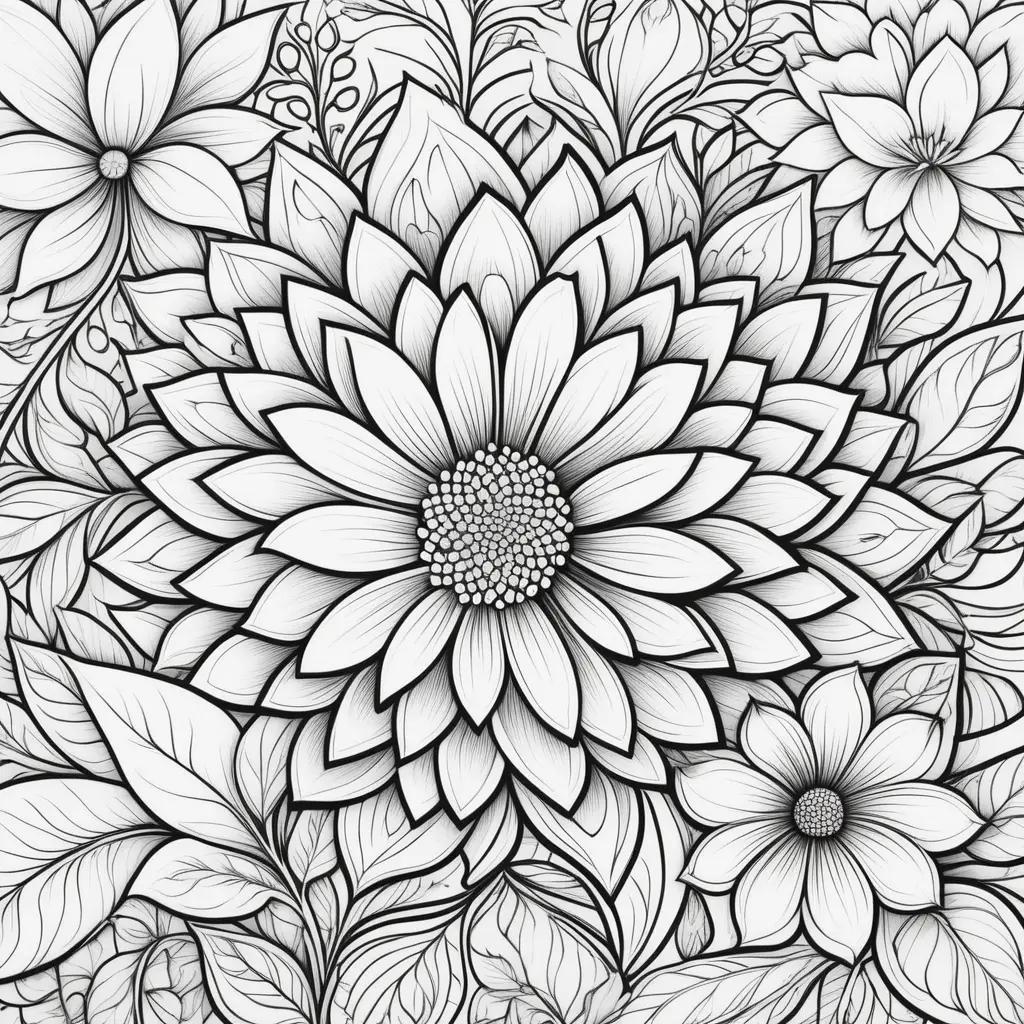 Black and white flower coloring pages for adults