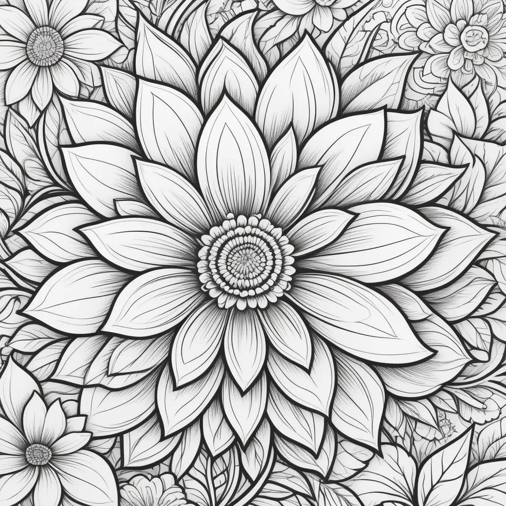 Black and white flower coloring pages for kids
