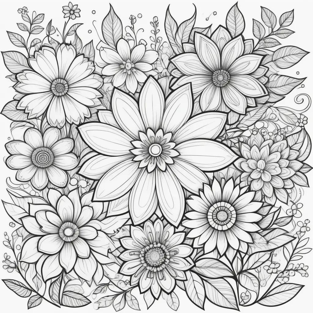 Black and white flower coloring pages