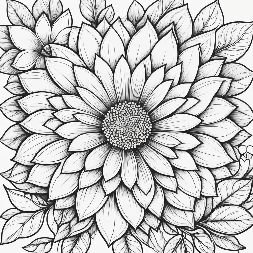 Black and white flower design for coloring pages