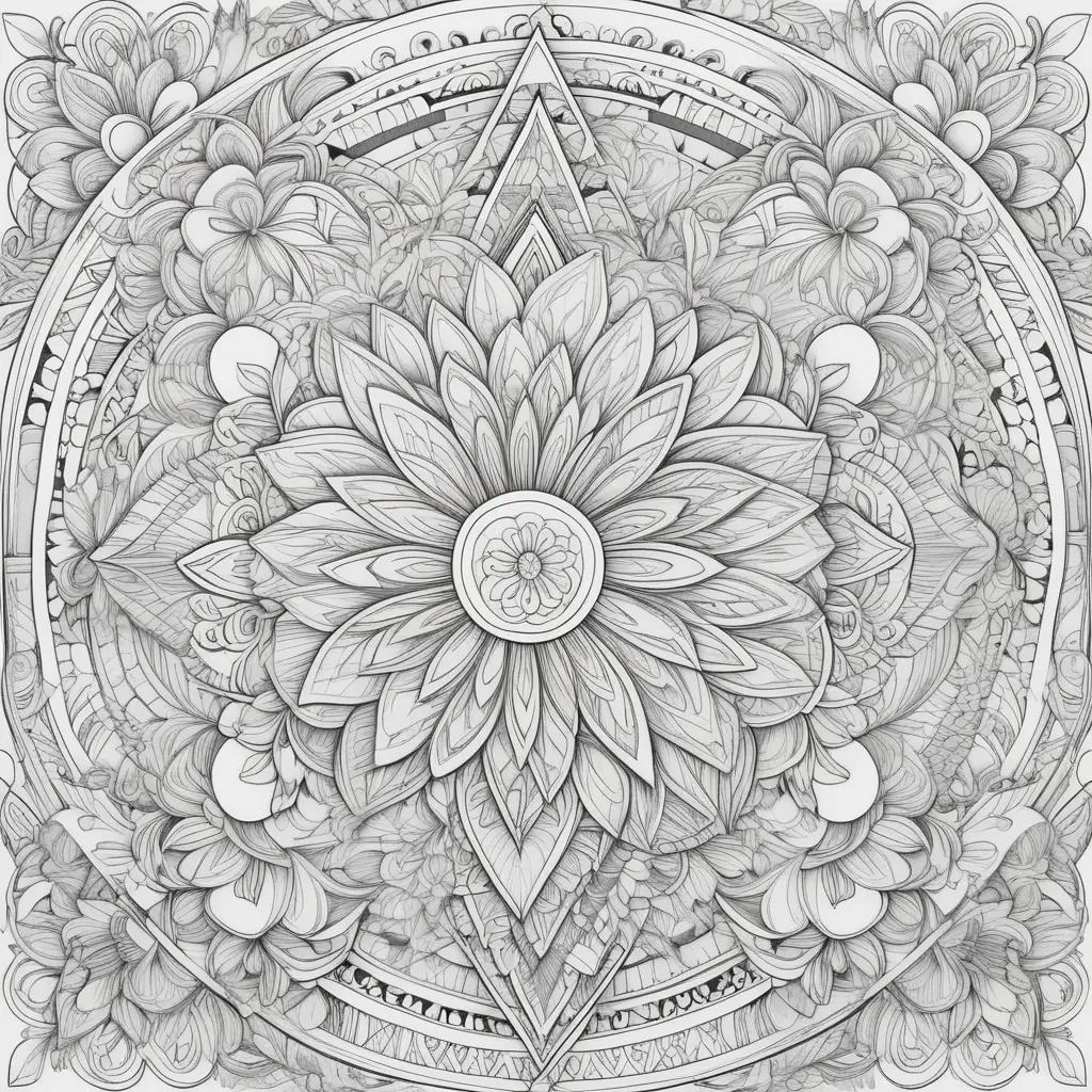 Black and white flower design on 2024 coloring page