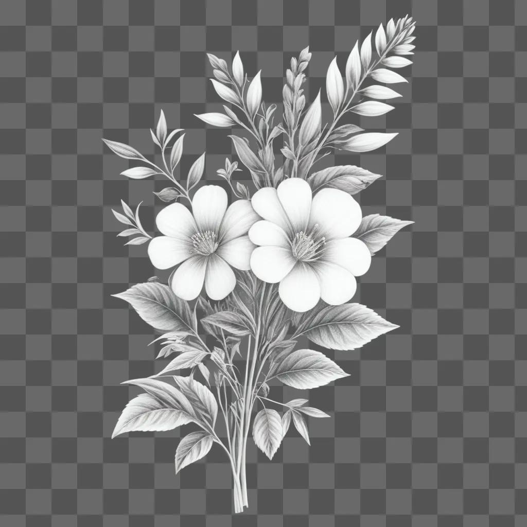 Black and white flower drawing