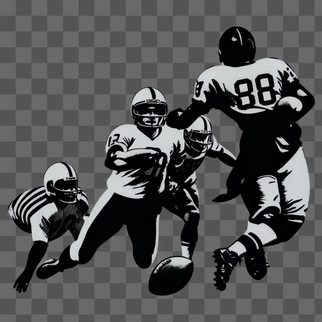 Black and white football clipart image