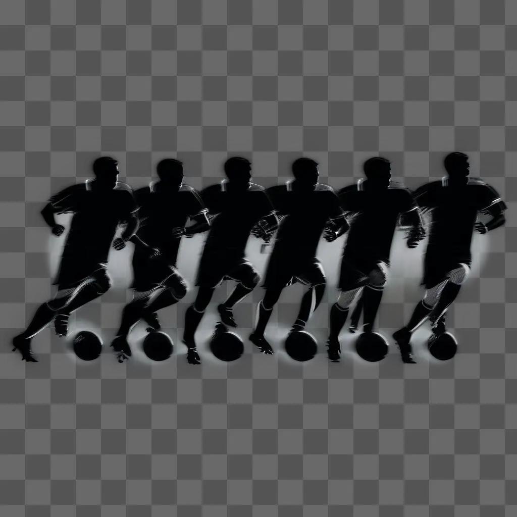 Black and white football clipart showing players in action