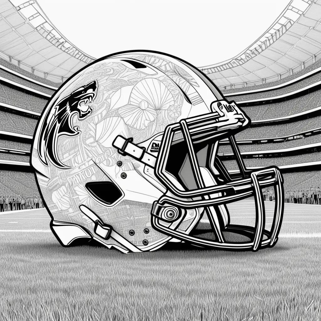 Black and white football helmet in an NFL football coloring pages