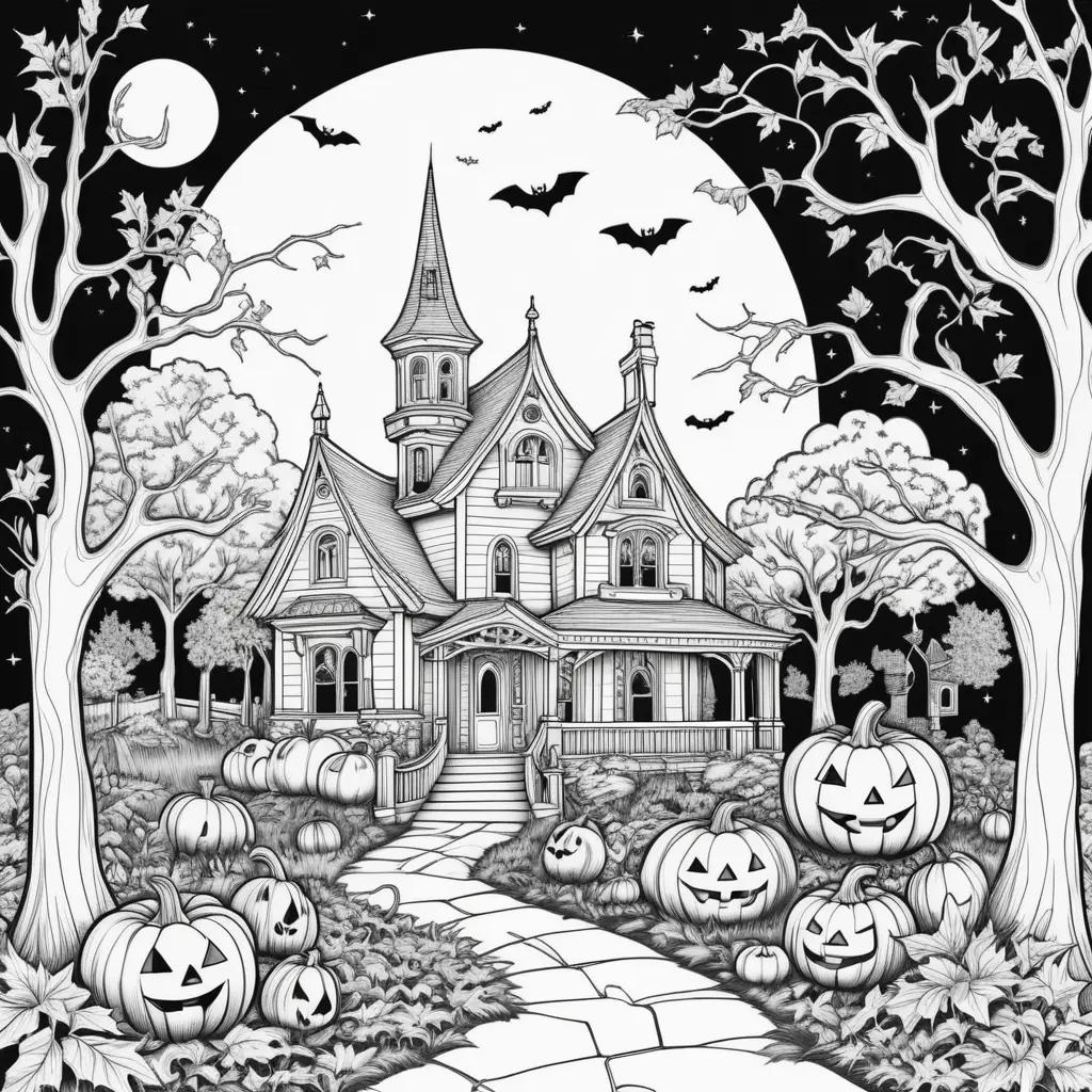 Black and white free Halloween coloring pages for kids