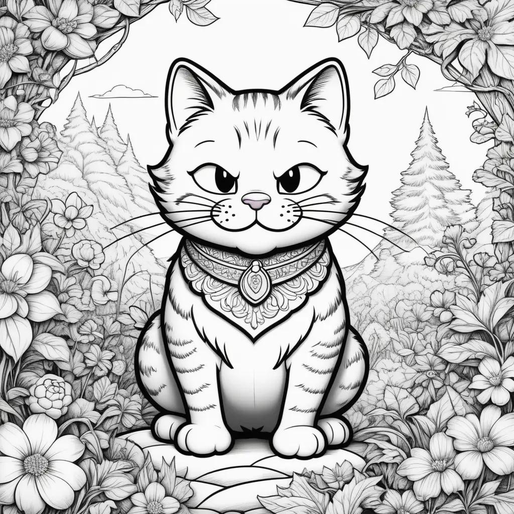 Black and white garfield cat coloring pages