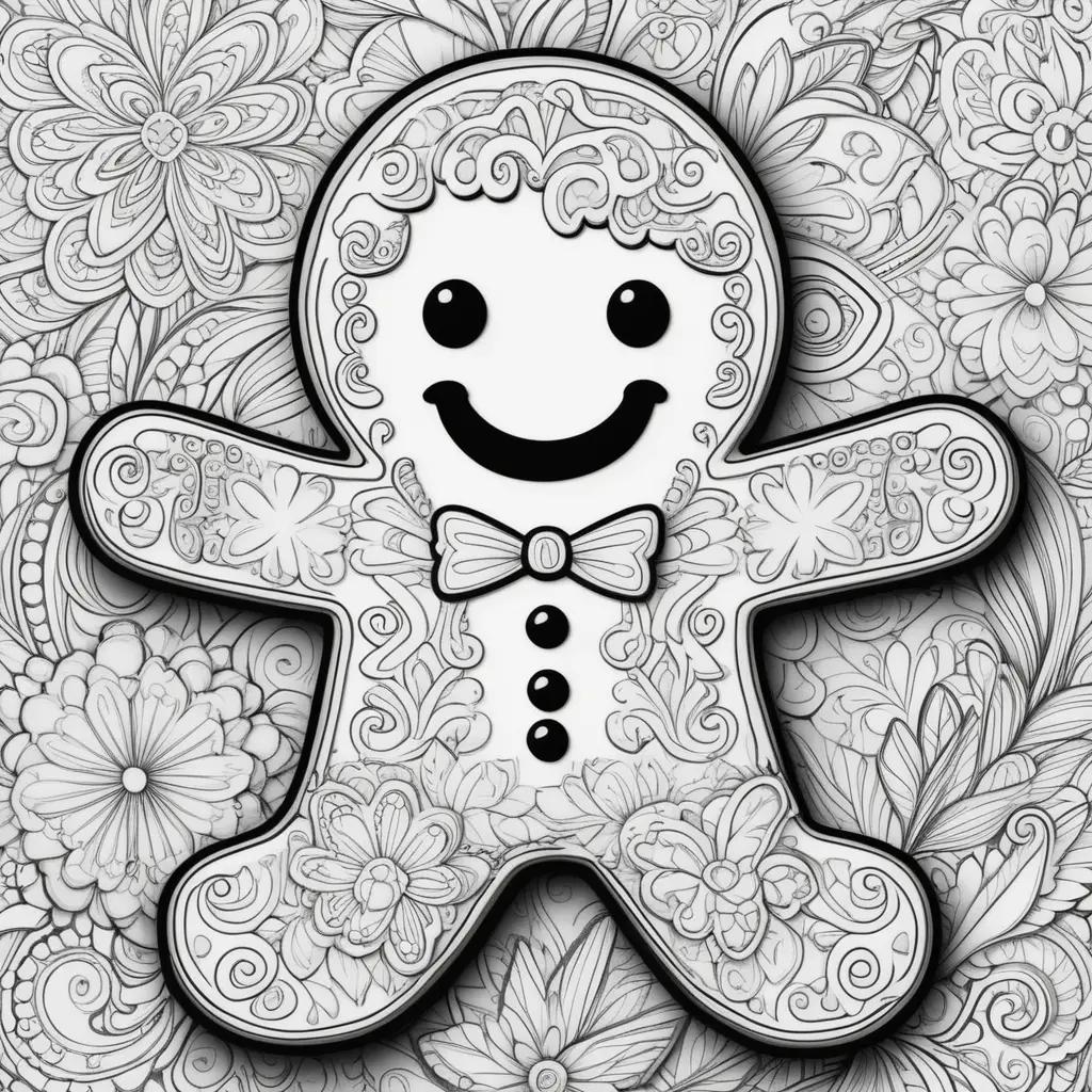 Black and white gingerbread man coloring page