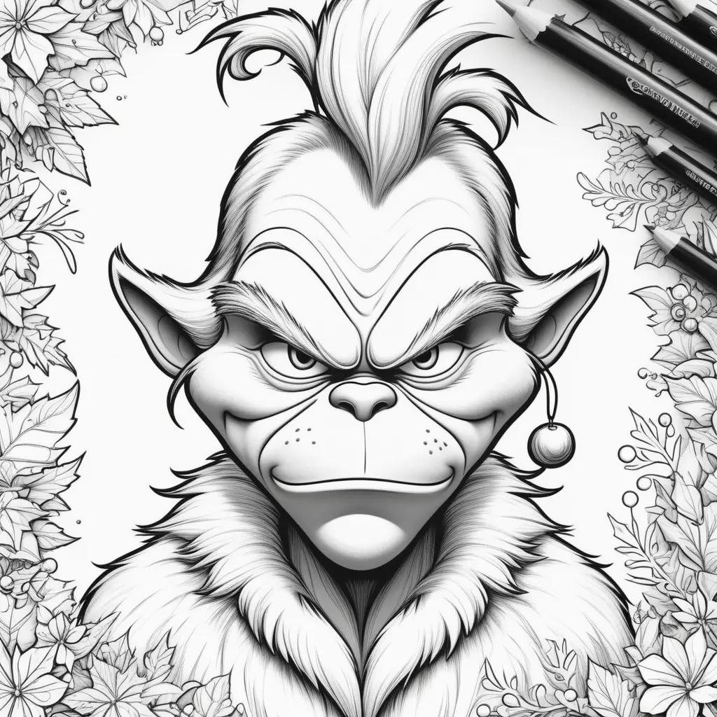 Black and white grinch coloring pages with markers