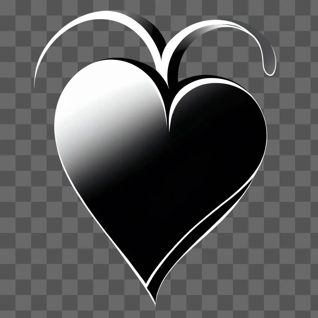 Black and white heart clipart design