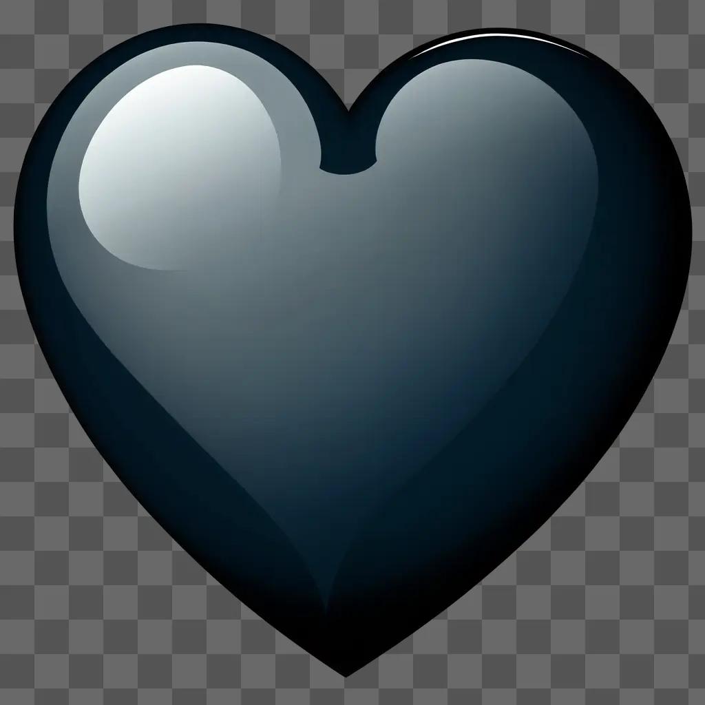 Black and white heart clipart with a shiny texture