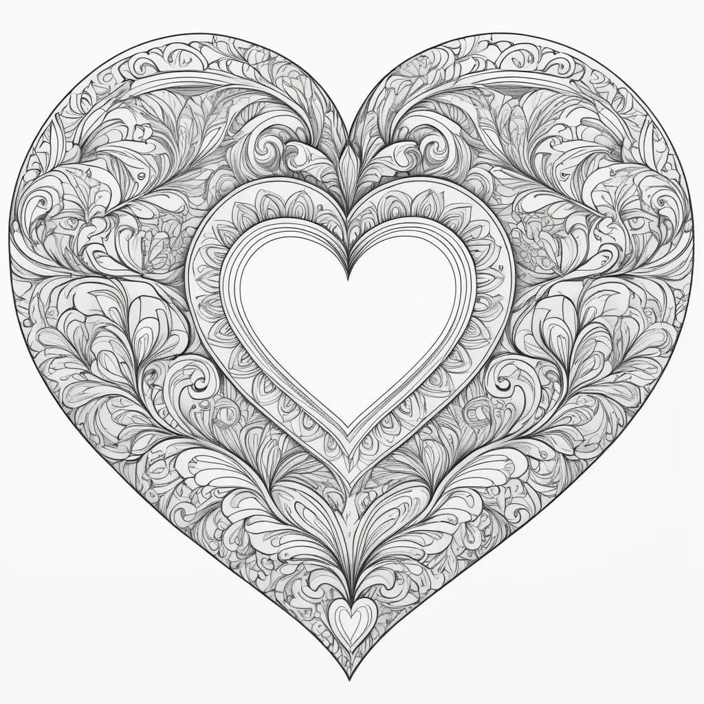 Black and white heart coloring page