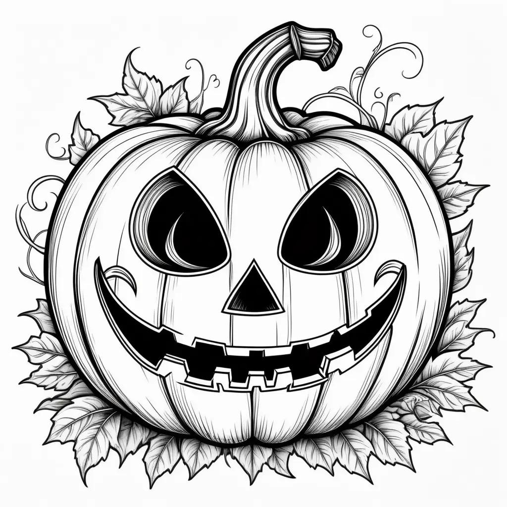 Black and white illustration of a Jack-o-lantern