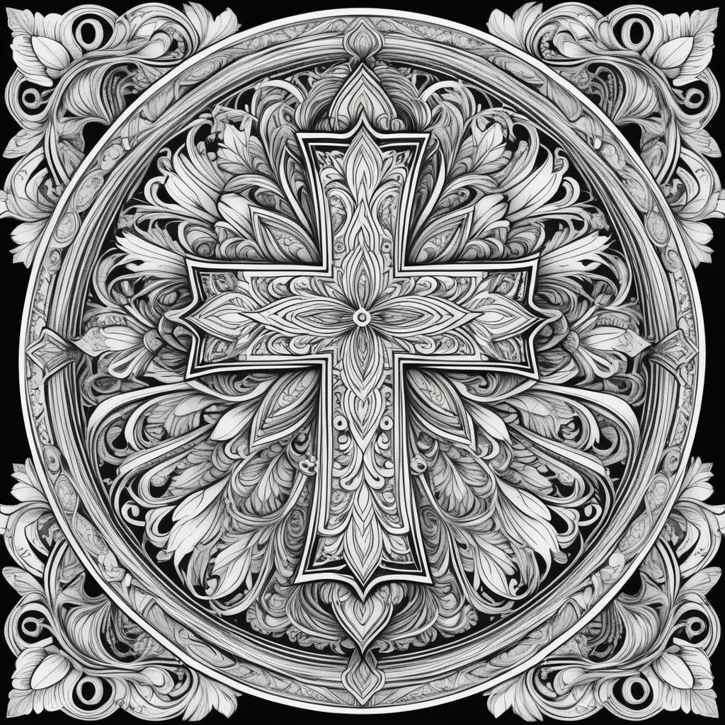 Black and white illustration of a cross