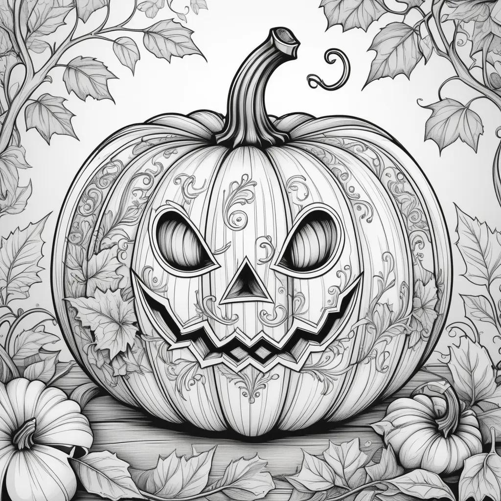 Black and white illustration of a jack-o-lantern