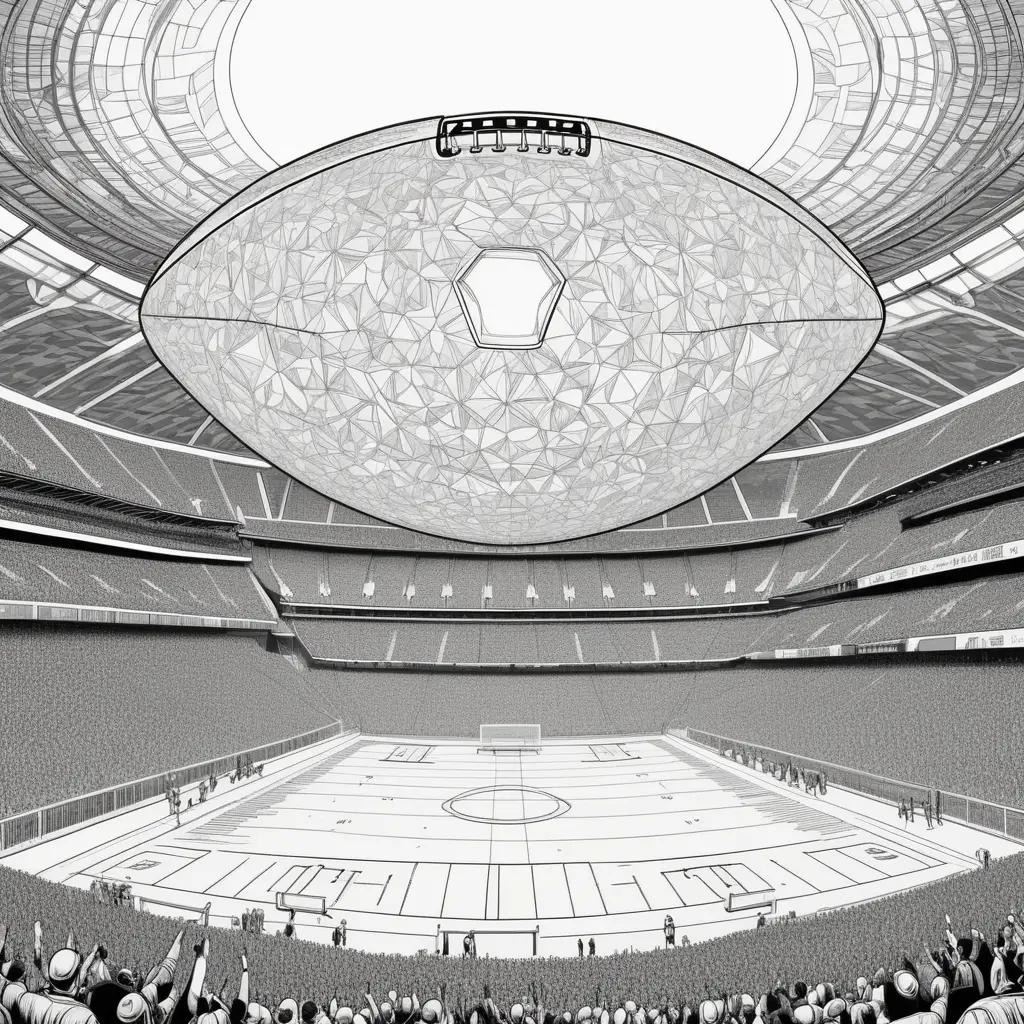 Black and white illustration of football stadium