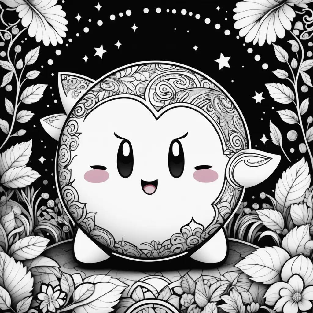 Black and white kirby coloring pages with stars