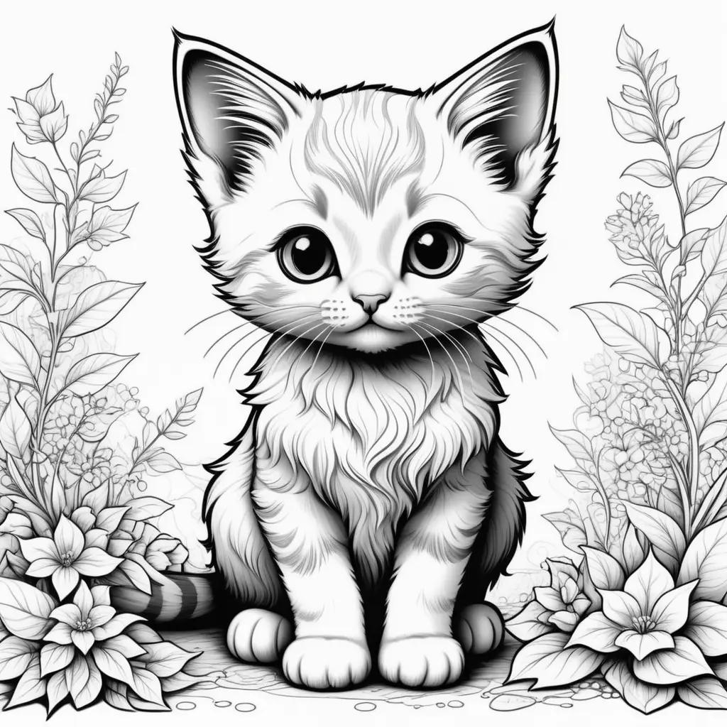 Black and white kitten print coloring pages