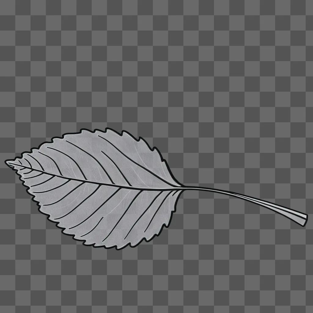 Black and white leaf clipart with a line outline