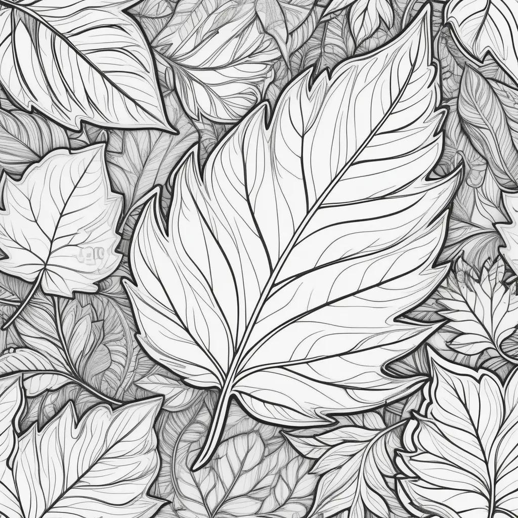 Black and white leaf coloring pages with dotted outlines