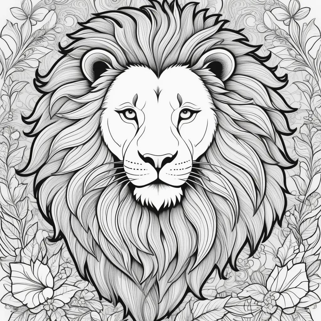 Black and white lion color page design