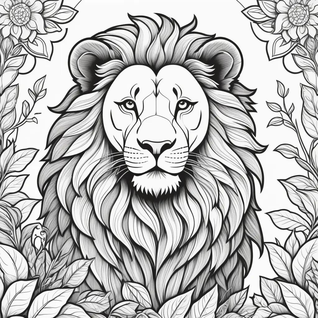 Black and white lion coloring pages