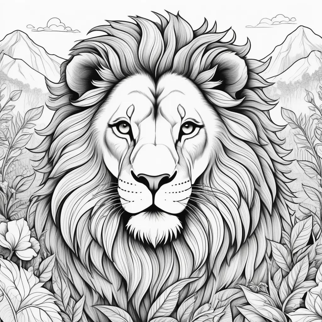 Black and white lion coloring pages