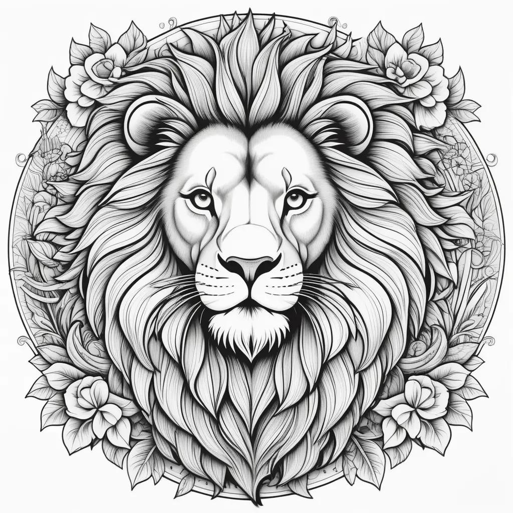 Black and white lion coloring pages for adults