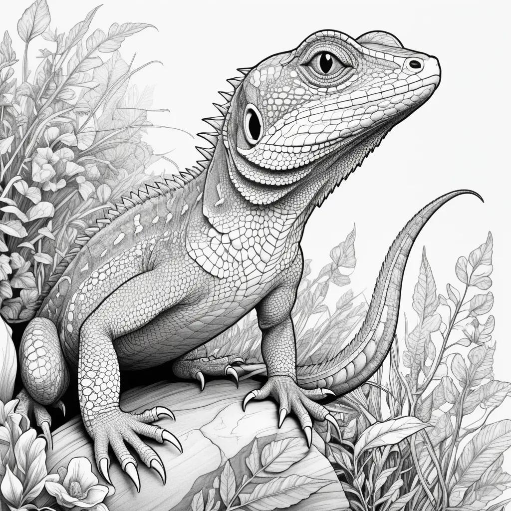 Black and white lizard color pages