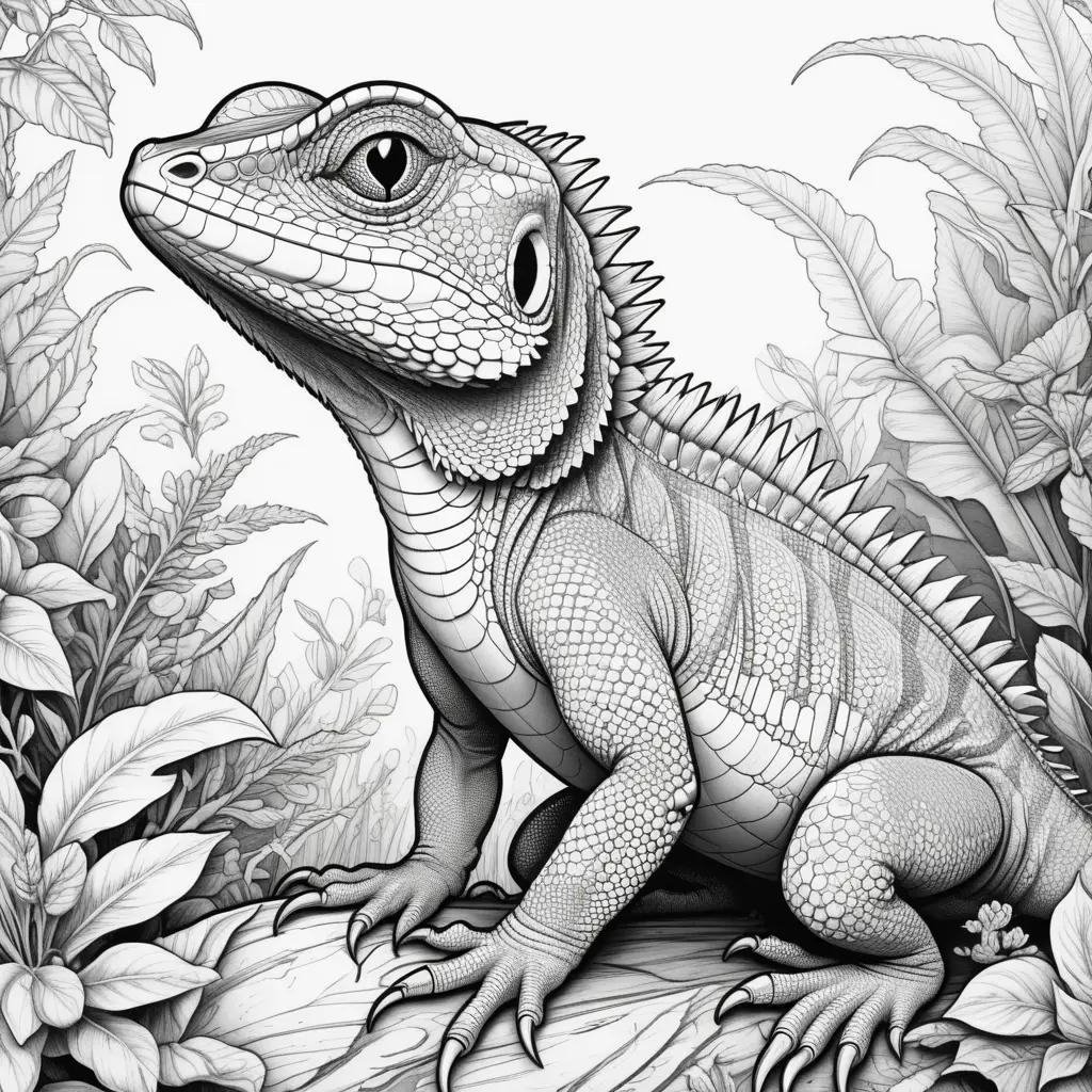 Black and white lizard coloring page