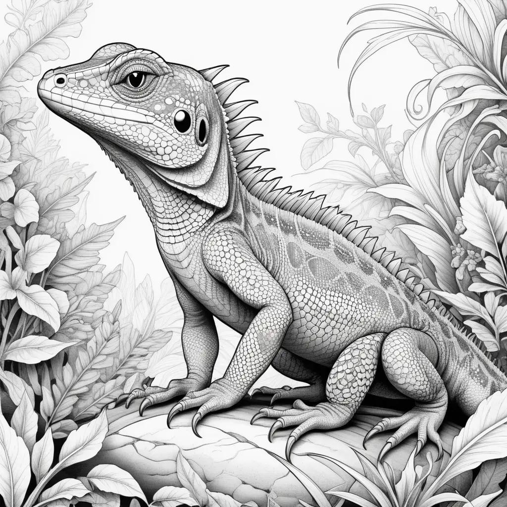 Black and white lizard coloring pages for kids