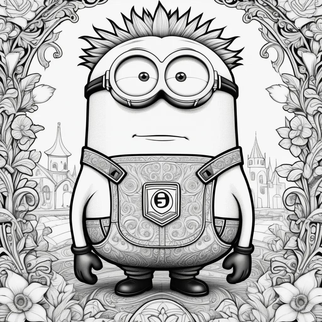 Black and white minion coloring pages featuring a sad minion