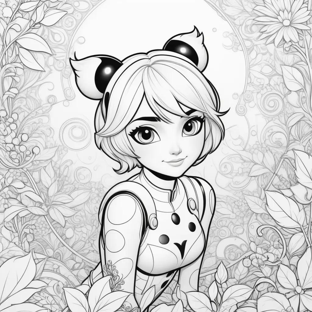 Black and white miraculous ladybug coloring page