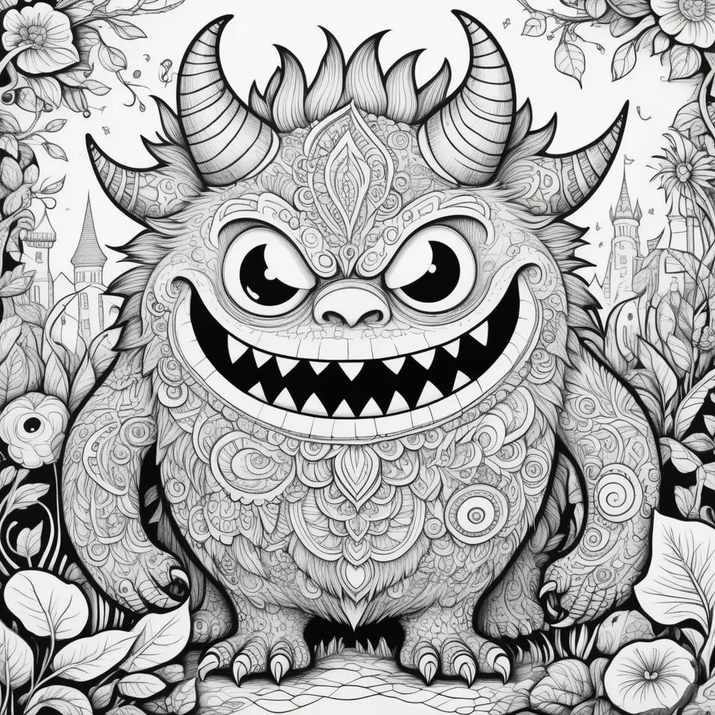 Black and white monster coloring pages