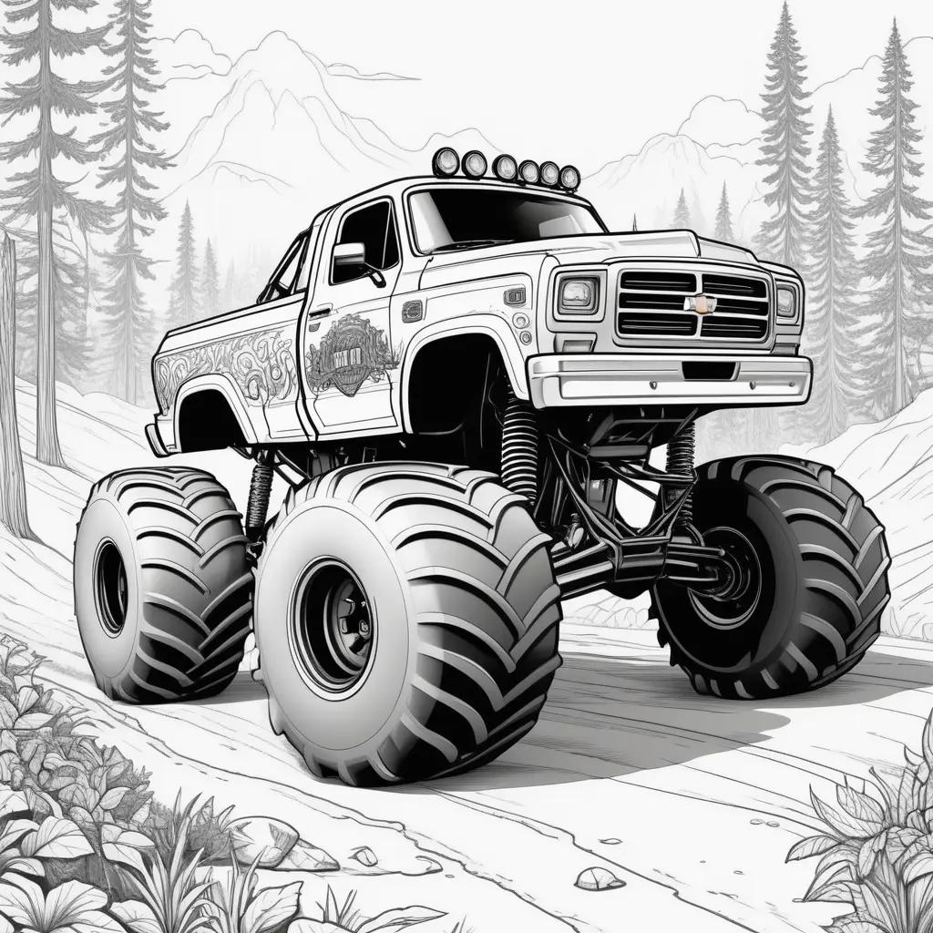 Black and white monster truck color page