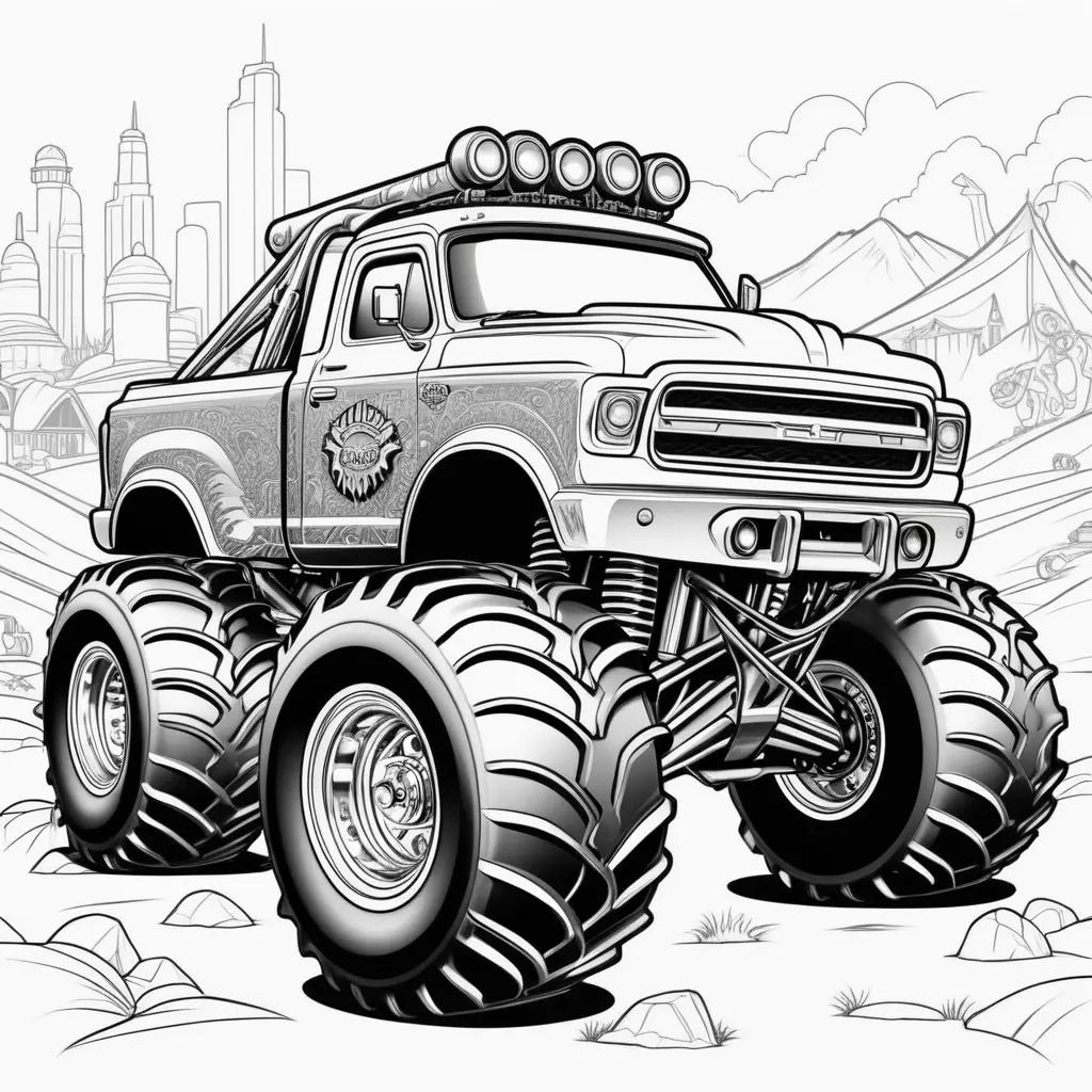 Black and white monster truck coloring pages