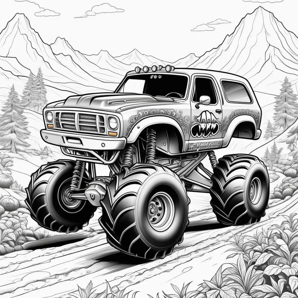 Black and white monster truck coloring pages